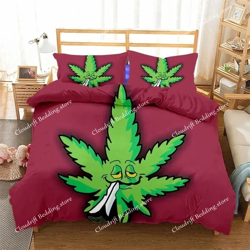 2024 New Green Leave 3D Print Bedding Set Duvet Covers Pillowcases One Piece Comforter Bedding Sets Bedclothes Bed K607