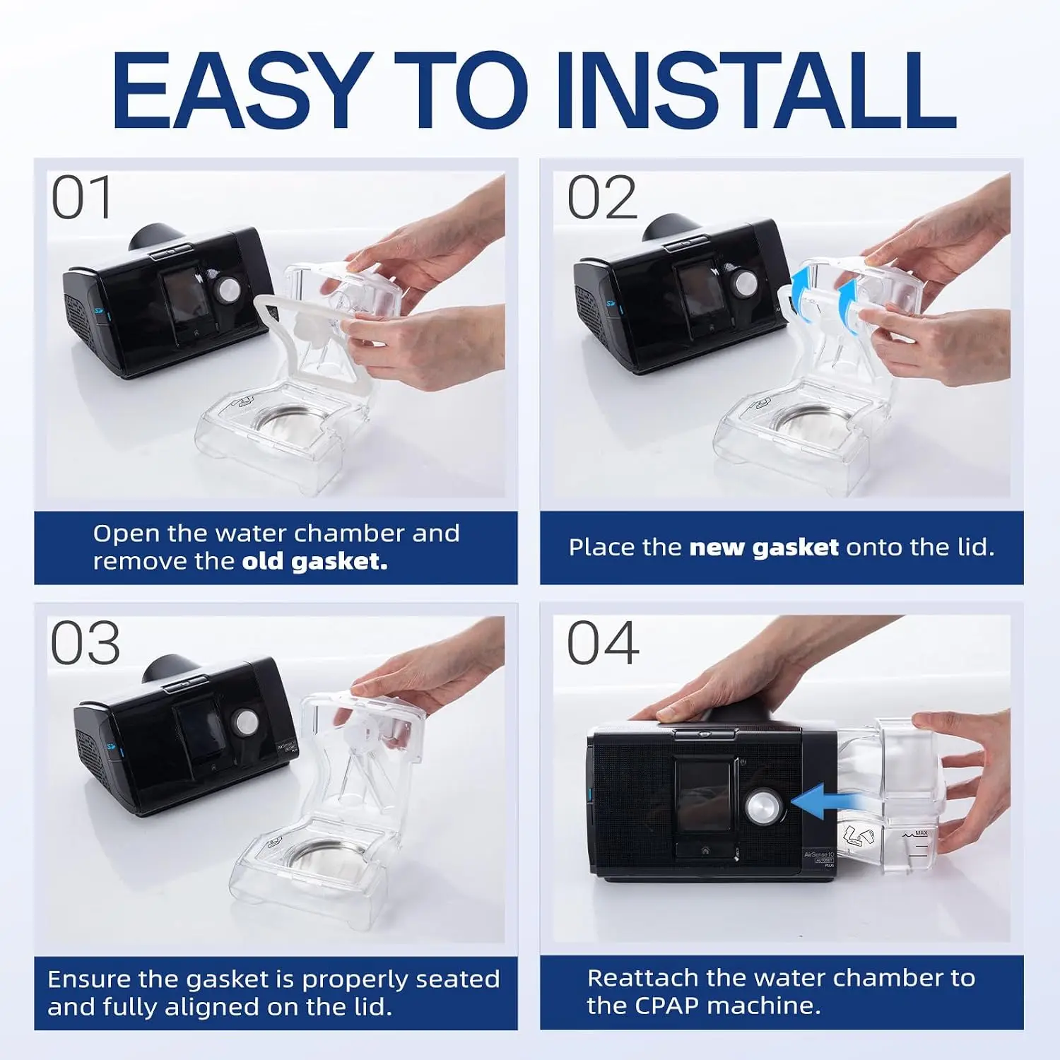 Ersatzdichtung für AirSense 10 und AirCurve10 Wasserbehälter, Silikondichtung für HumidAir Standard-Schlauch, geeignet für Air10 Devi – Detail 5