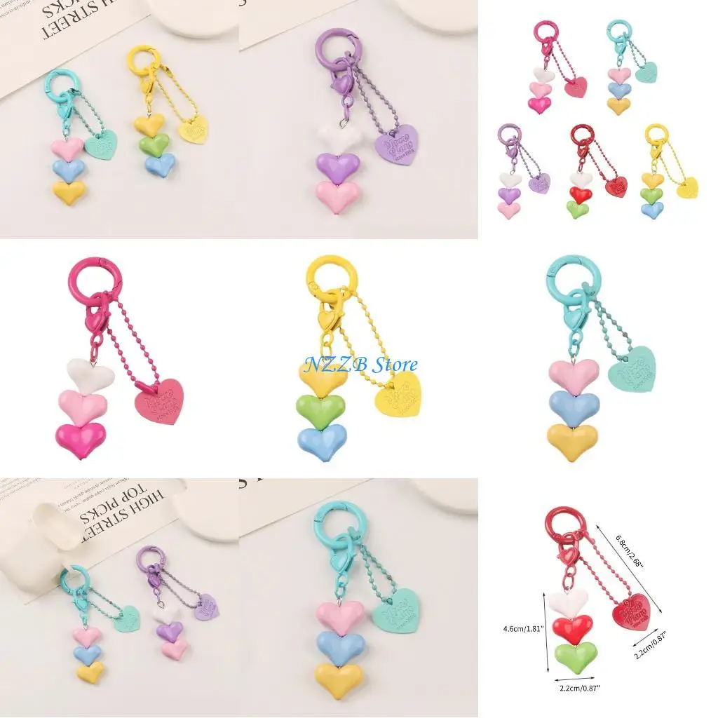 

T21F Heart Charm Pendants Fashionable DIY Friendship Keyrings Gift for Girls