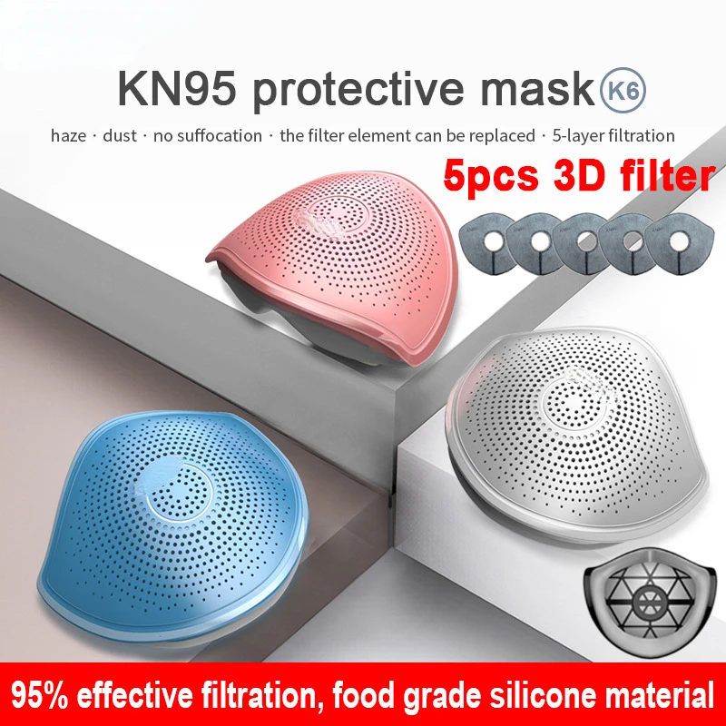 KN95 Adult Fashion Dustproof Silicone FFP2Mask Washable Reusable Filter With Breathing Valve FFP2 Virus Protection Mascara