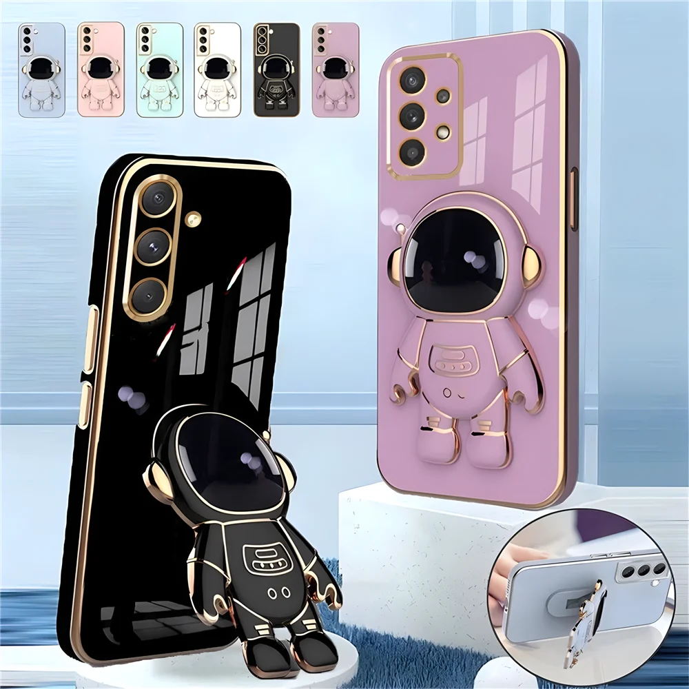 Luxury Astronaut Kickstand Case For Samsung Galaxy A55 A35 A54 5G A34 A25 A14 A24 A53 A15 A51 A42 A12 Shockproof Silicone Cover