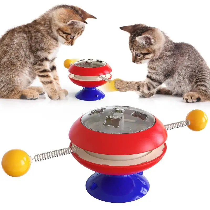 Cat Toys Windmill Styled with Whirling Turntable Interactive Spring Balls Indoor Cats Interactive Agility Training Funny Pet Toy