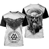 Camiseta con estampado de símbolo vikingo para hombre, camiseta Harajuku de manga corta de verano, camiseta unisex de hip-hop callejero, top 01 2021