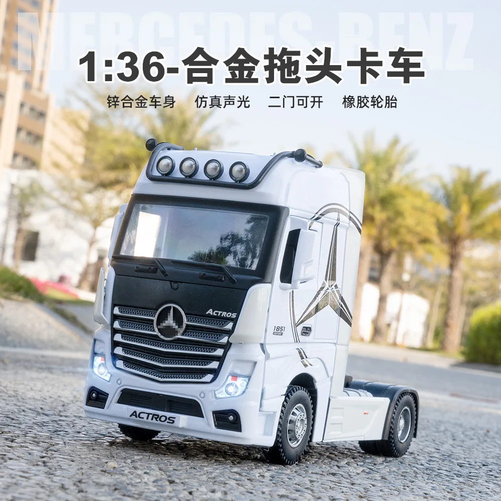 1:36 Mercedes-Benz ACTROS wysoka symulacja odlewany metal Model samochodu ze stopu dźwięk wycofać kolekcja zabawek dla dzieci prezenty A561