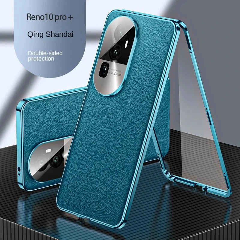 

Oppo Reno 10 Pro Plus CPH2521 Case 360 Full Protection Front Glass Case with Back PU Leather Hard Cover for Oppo Reno10 Pro Plus