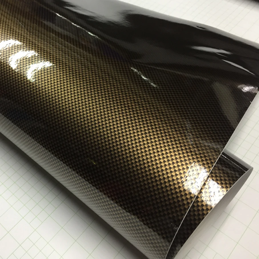 10/20/30/40/50/60X152CM Gold square 2D Car Sticker Carbon Fiber Film DIY Vinyl Film Auto Wrapping Waterproof PVC Covering Film