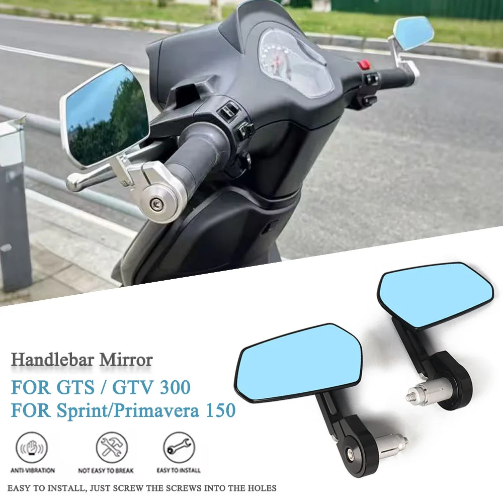 

Подходит для мотоциклов Vespa GTS 300, GTV, Sprint, Primavera 150. Аксессуары для мотоциклов: зеркала заднего вида треугольной формы из алюминия с ЧПУ, ручные зеркала.