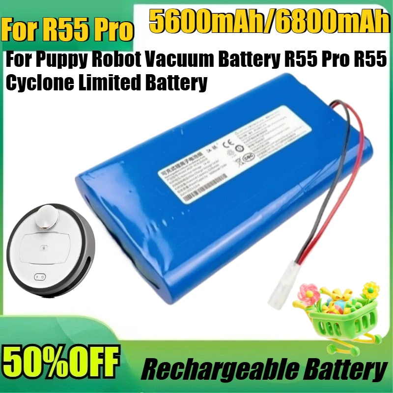 

New 5600mAh/6800mAh Battery For Puppy Robot Vacuum Battery R55 Pro R55 Cyclone Limited Battery Sweeping and Mopping Robot