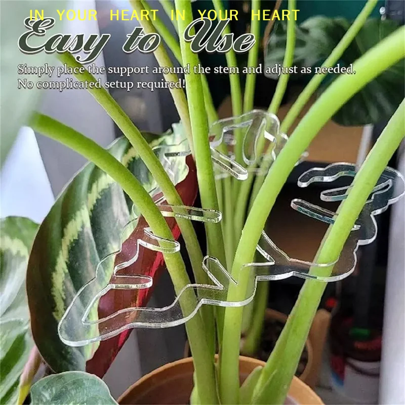 【X】Potted Plant Support Sturdy Construction Monstera Plant Support Pile Reusable Transparent Monstera Plant Stem Support Holder