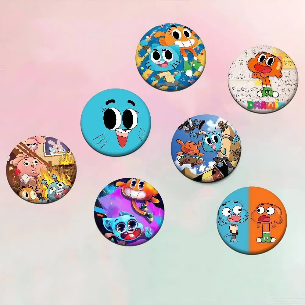 The Amazing World Of Gumball Round Cartoon Brooches Handmade Pins For Backpack Jewelry Accessories Gifts Creative Badge