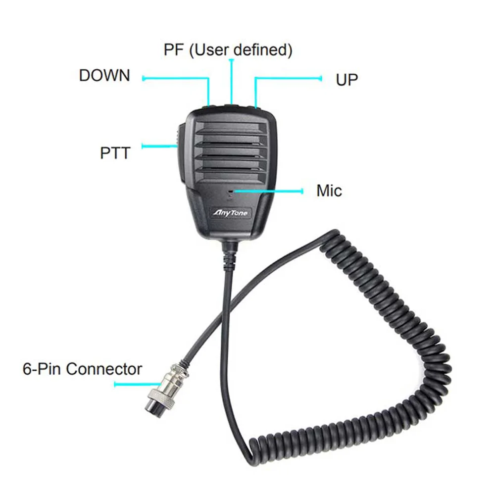 NEW Original 6 Pin Microphone for ANYTONE CB Radio AT-6666PRO 10 Meter Radio