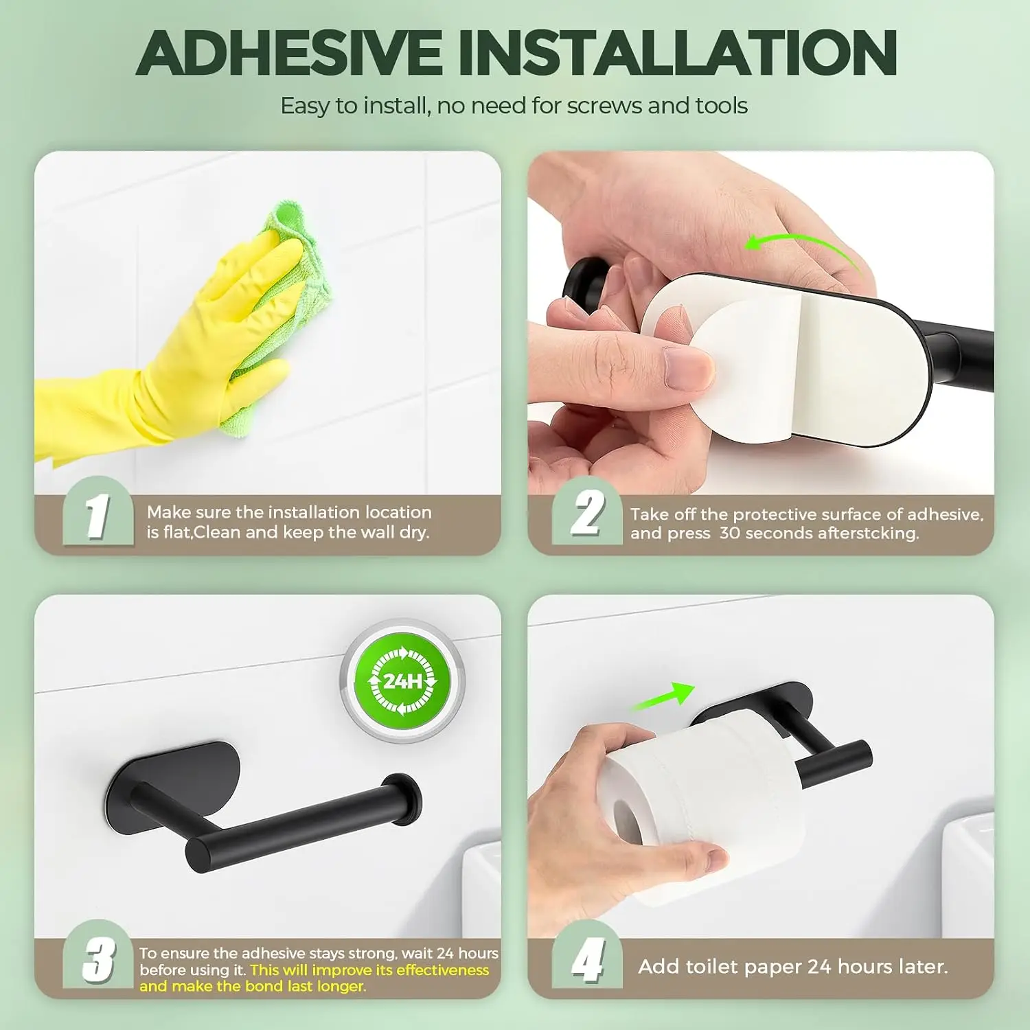 Porta carta igienica autoadesivo Porta carta igienica adesivo in acciaio inox senza foratura per bagno, cucina e bagno