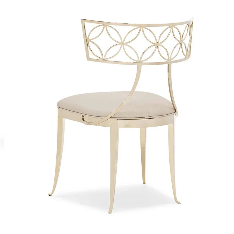 

American light luxury dining chair simple household makeup chair stainless steel backrest single chair