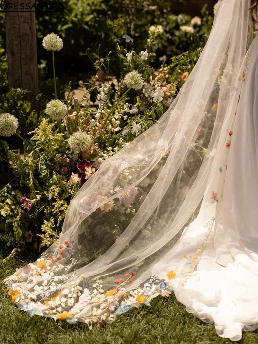 Flower Veil Long  Floral Wedding Veils