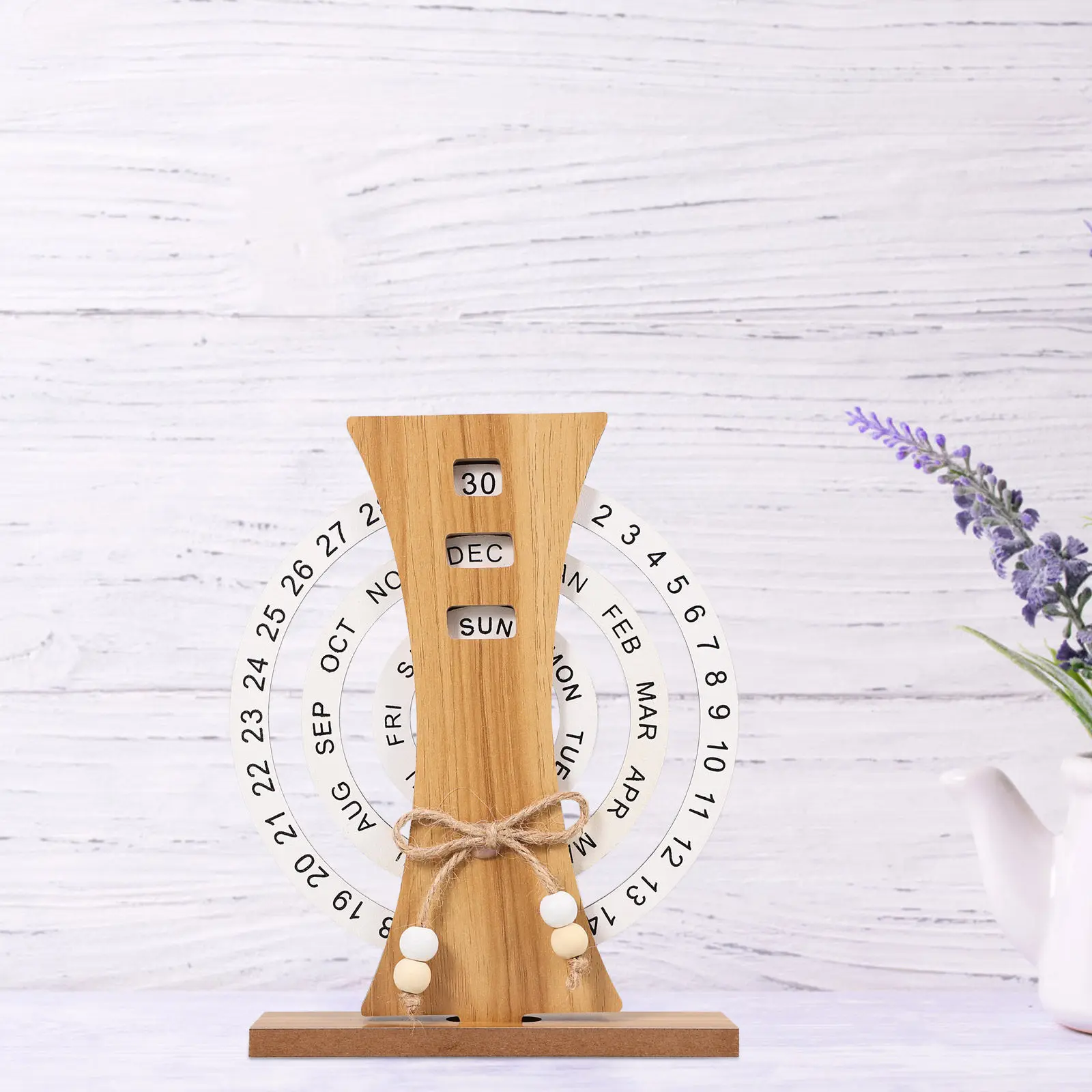 

Wood Perpetual Desk Calendar Elegant Table Calendar Decorative Disc Office Desktop Classic Household Supply Office Supply