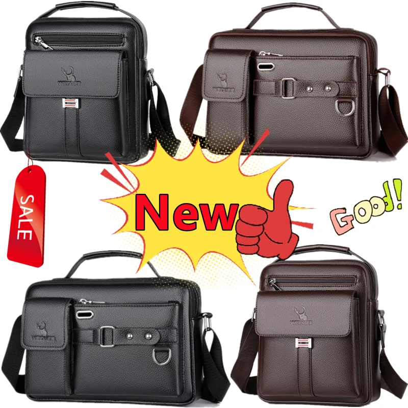 New 2 Styles Large-capacity Shoulder Bag Leather Men\'s Messenger Bag Business Commuter Handbag Waterproof Wear-resistant Bags