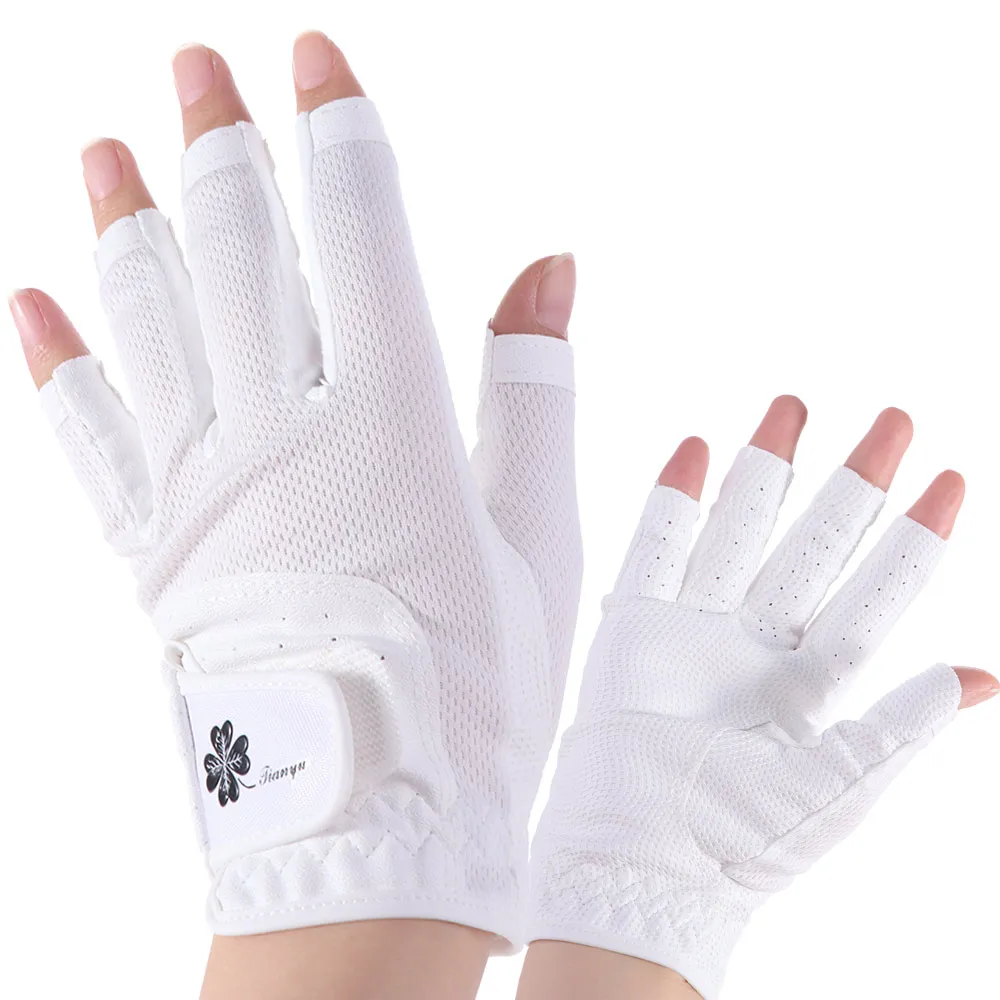 

Comfortable Women's Sport Gloves Breathable Fingerless Ladies Golf Gloves Left Right Hand Mesh Fingerless Golf Gloves