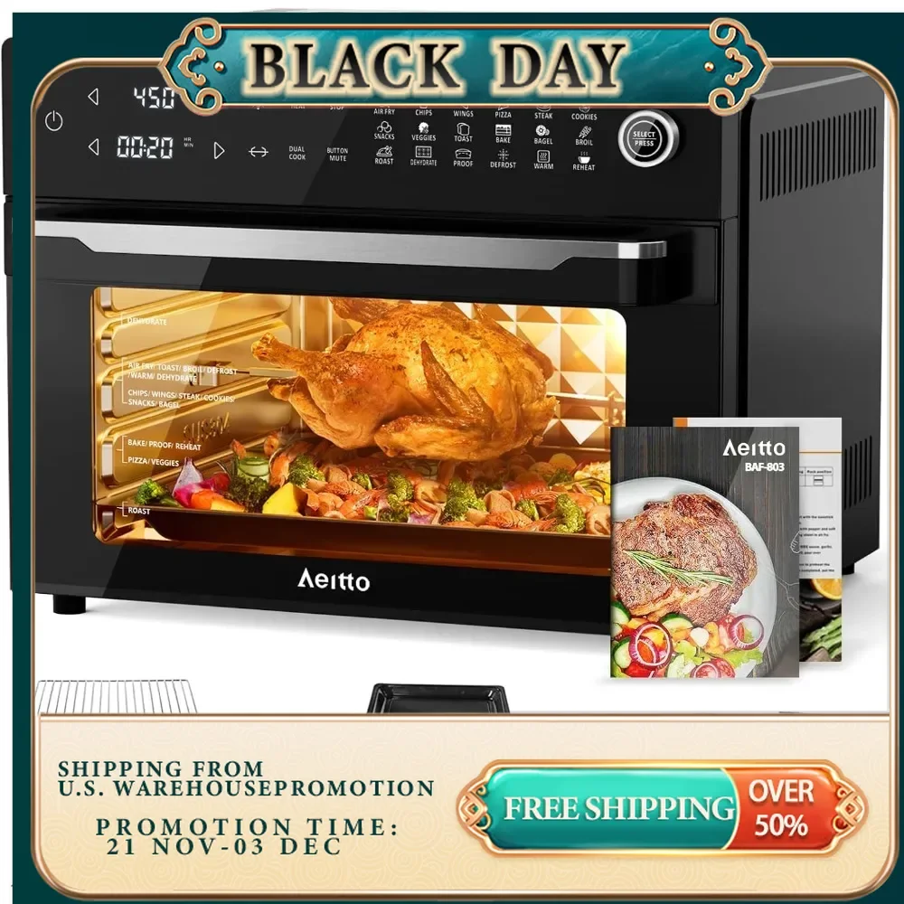 

Large Air Fryer Oven| Toaster Oven Combo | with Rotisserie, Dehydrator and Full Accessories | 19-In-1 Digital Airfryer