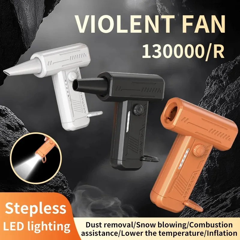 LED Multi-Function 130000 RPM Turbo Fan & Camping Light Handheld Outdoor Blower with Dust Cleaner High-Speed Portable Tool