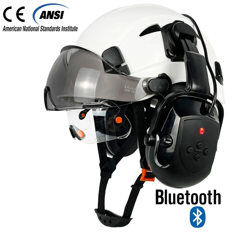 DARLINGWELL Arbeits schutzhelm mit Visiern, verbesserter Bluetooth-Ohren schützer, Geräusch reduzierung, Ohrschutz-Kopfhörer mit Schutzhelm 6