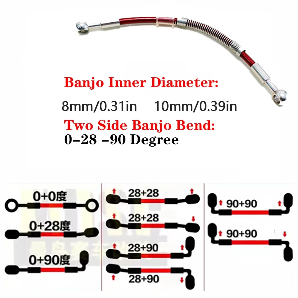 30cm-500cm Motorcycle Dirt Bike Specificmulti Angle High-Temperature Resistant Brake Oil Pipe Braided Brake Hose Fuel Pipe Line