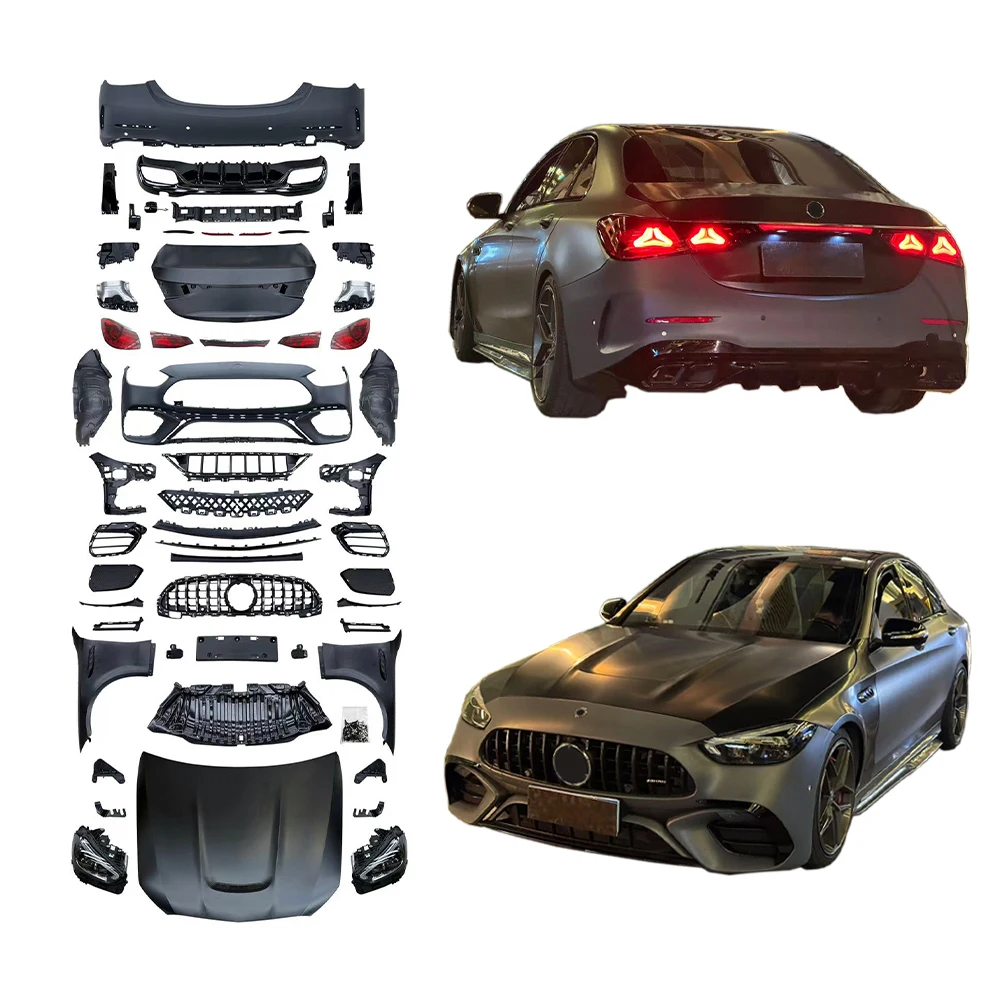 

Car Facelift Pp Tuning Set Front Bumper Grille Headlight Tail Lamp Body Parts C Class W205 2015-21 To W206 C63 Style Body Kit