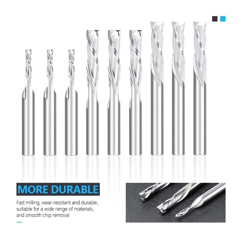 Compression Milling Cutter 2 Flute Up Down Cut End Mill 3.175/4/6/8/10mm Shank CNC Router Bits Carbide Milling Tools