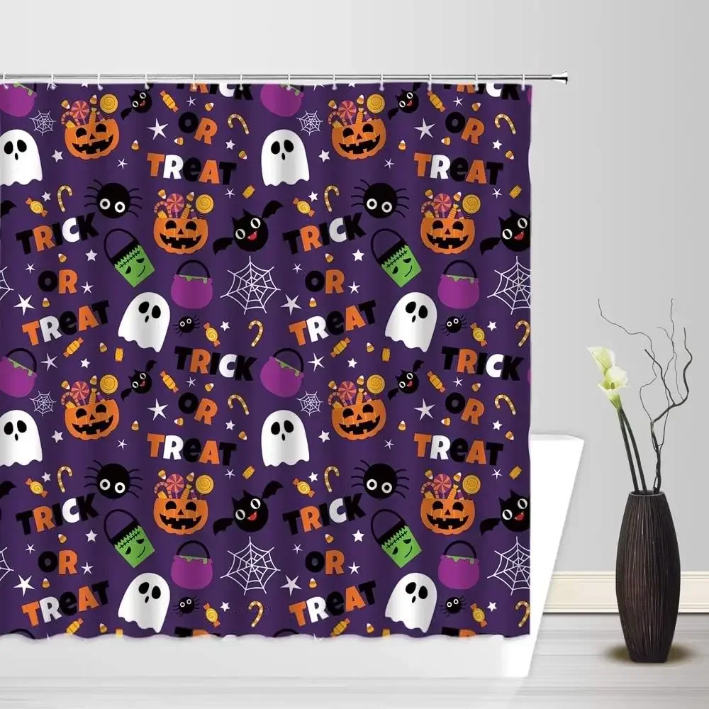 Happy Halloween Shower Curtain Horror Bloody Hands Pumpkin Bathroom Waterproof Shower Curtain Art Deco Household Bathtub Screen