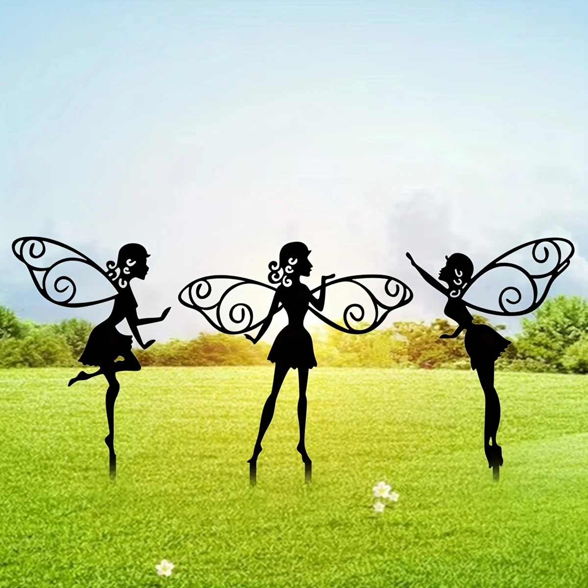 1pc Metal Fairy Pixie Ground Plug Lawn Home Garden Planter Iron Decoration Inserts
