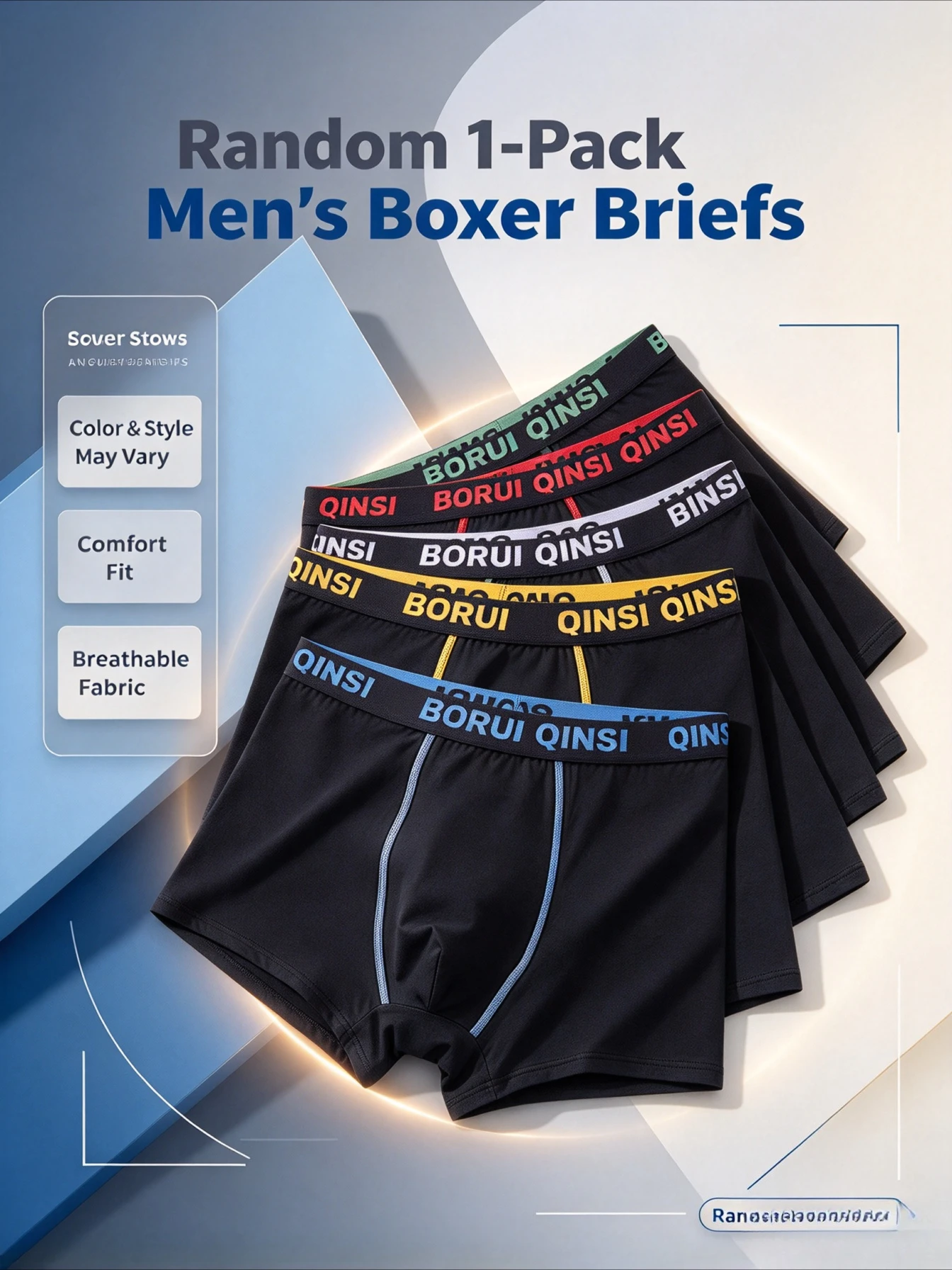 Men's Boxer Briefs Random 1Pcs Multiple Color Optional Soft Fabric Breathable Underpants Stretch Waistband Male Daily Underwear