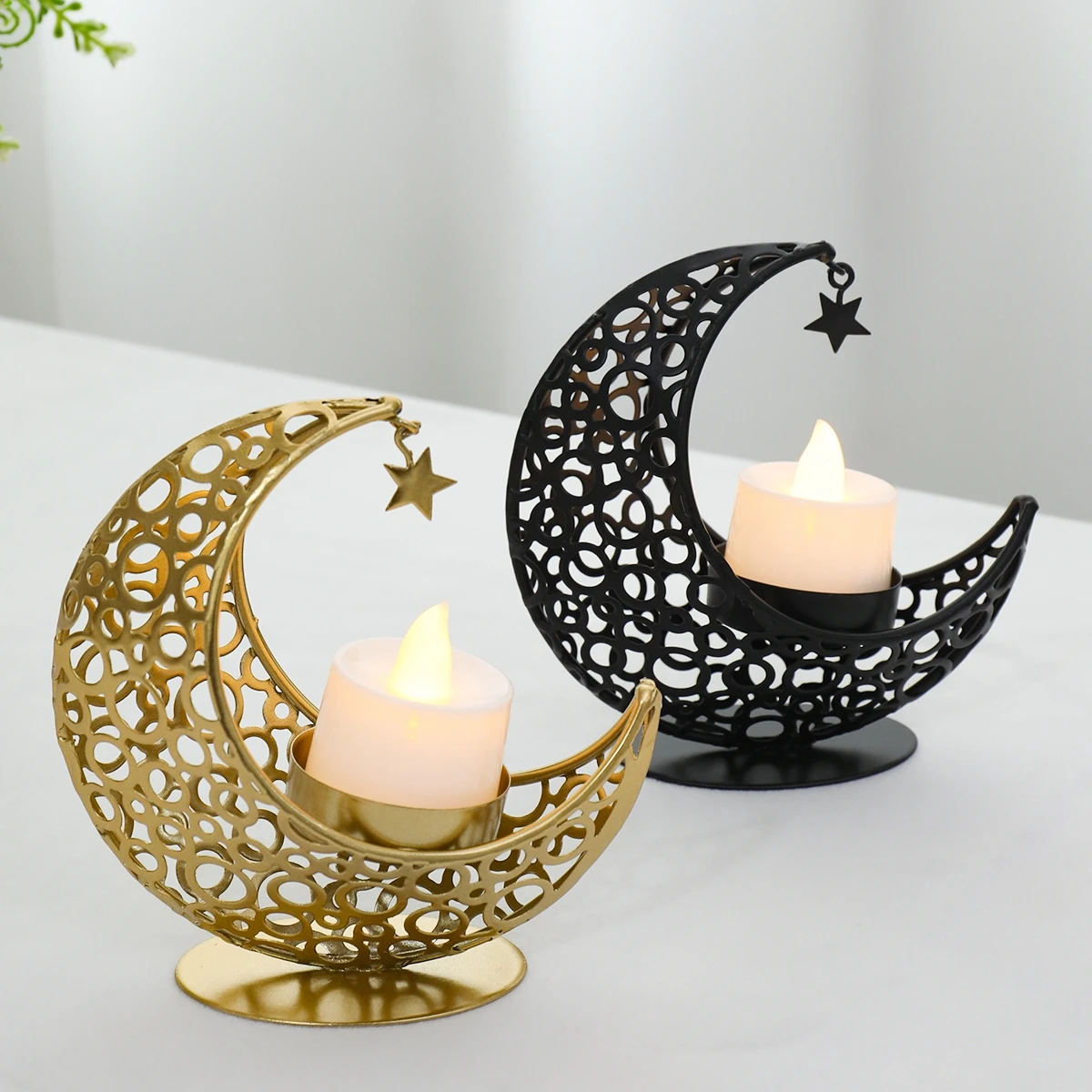 Eid Moon candlestick Islam Muslim Festival Party Moon Star Castle Lantern Ramadan Kareem Ramadan Decoration For Home 2024