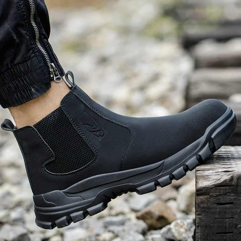 Men\'s Safety Shoes Waterproof Boots Steel Toe Work Boots Indestructible Men Boots Anti-smash Puncture Proof Shoes Plus Size 48
