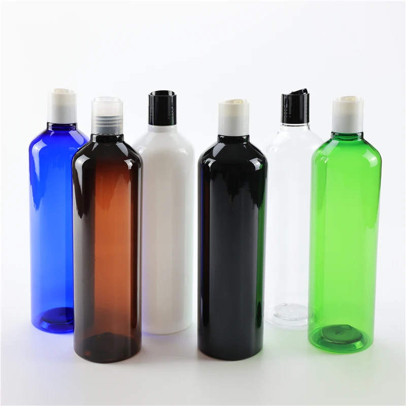 Neuankömmling 500 ml x 10 weiße schwarze durchsichtige Plastikflasche mit Scheibenverschluss, leerer Massageöl-Kosmetik-Shampoo-Verpackungsbehälter