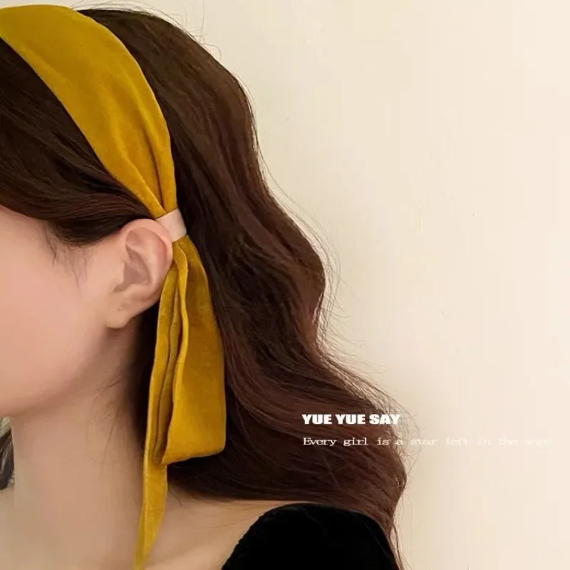 1 Piece Retro France Elegant Women Hair Hoop Sweet Fashion Solid Color Ribbon Headband for Student Girl Cute Hair Accessories