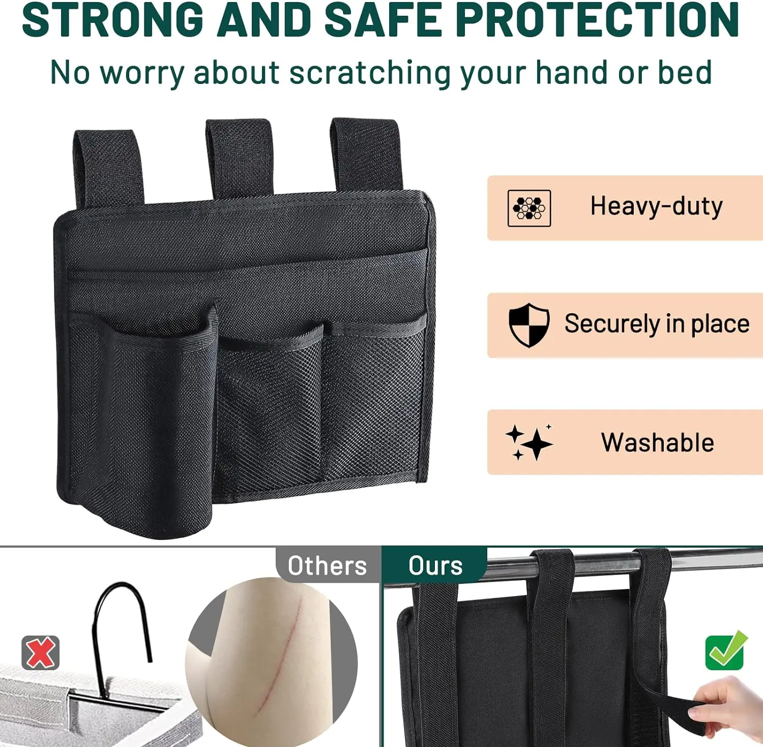 Sac de Rangement Multifonctionnel pour Télécommandes, Pochette avec Support de Barrette d'Alimentation
