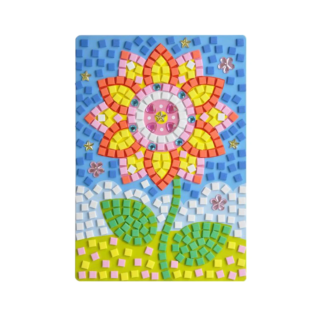 

6Pcs Eco Friendly Mosaic Stickers Premium Cartoon Kits Children Craft Stone 3D Puzzle Decals Educational Activity Supplies