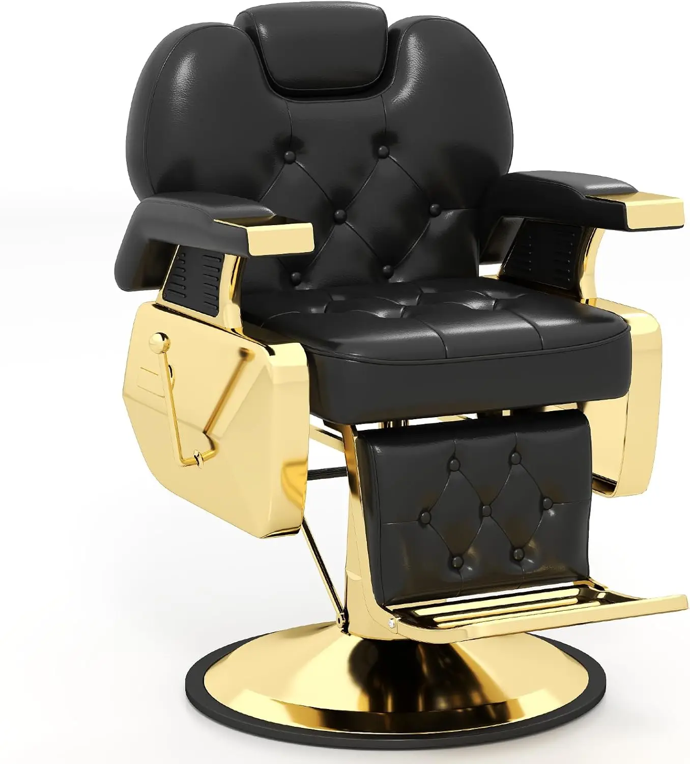 

Barber Chair, Professional Reclining Salon Chair with 360° Swivel & 140° Recline, 400 lbs Capacity, Black & Gold