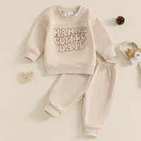 2024-08-27 Lioraitiin Toddler Baby Boys Girls Outfit Letter Print Long Sleeve Sweatshirt and Elastic Pants Set Infant Clothes