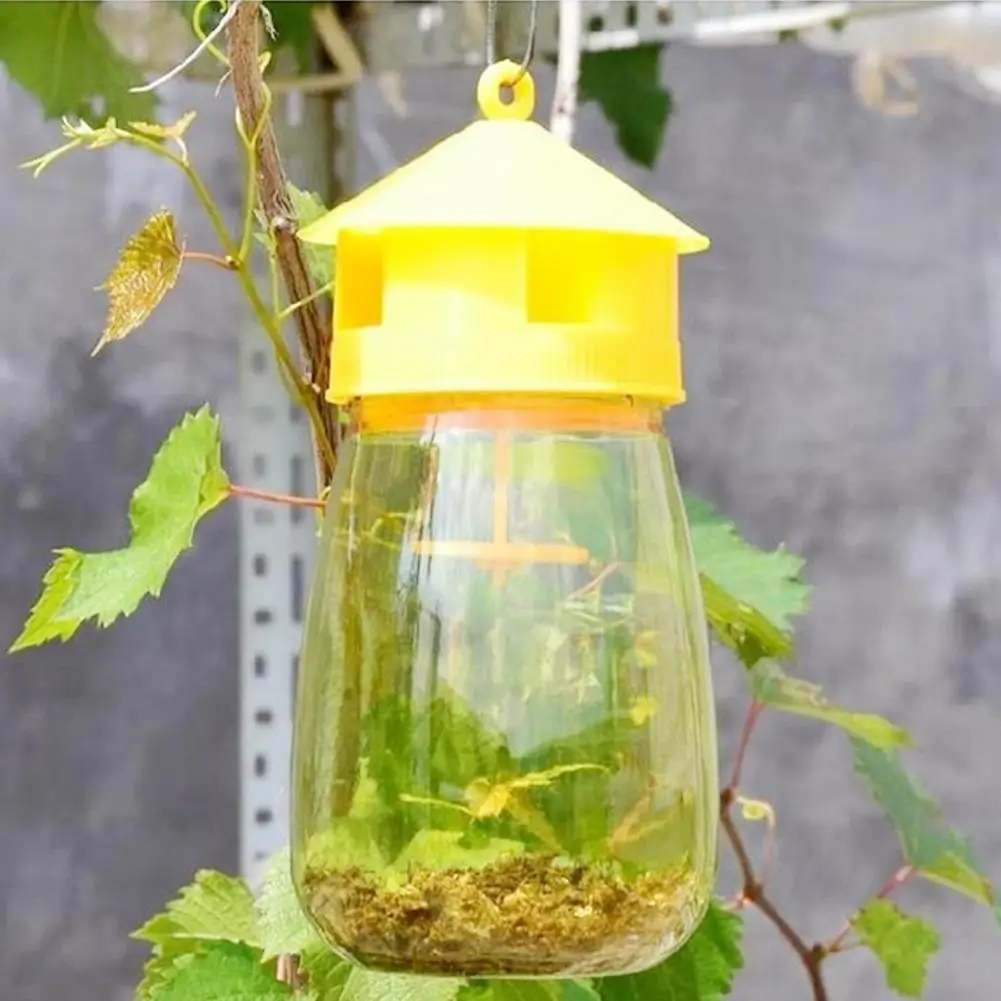 Trampa para moscas de la fruta, atrapamoscas de plástico amarillo, antimoscas, reutilizable, para huerto