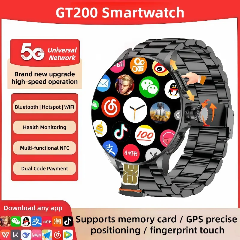 

GoldenSpike GT200 Smart Watch 1.95'' Amoled 750*750 HD Resolution Telescopic Rotary Camera Touch encoder Android 10.0 Smartwatch