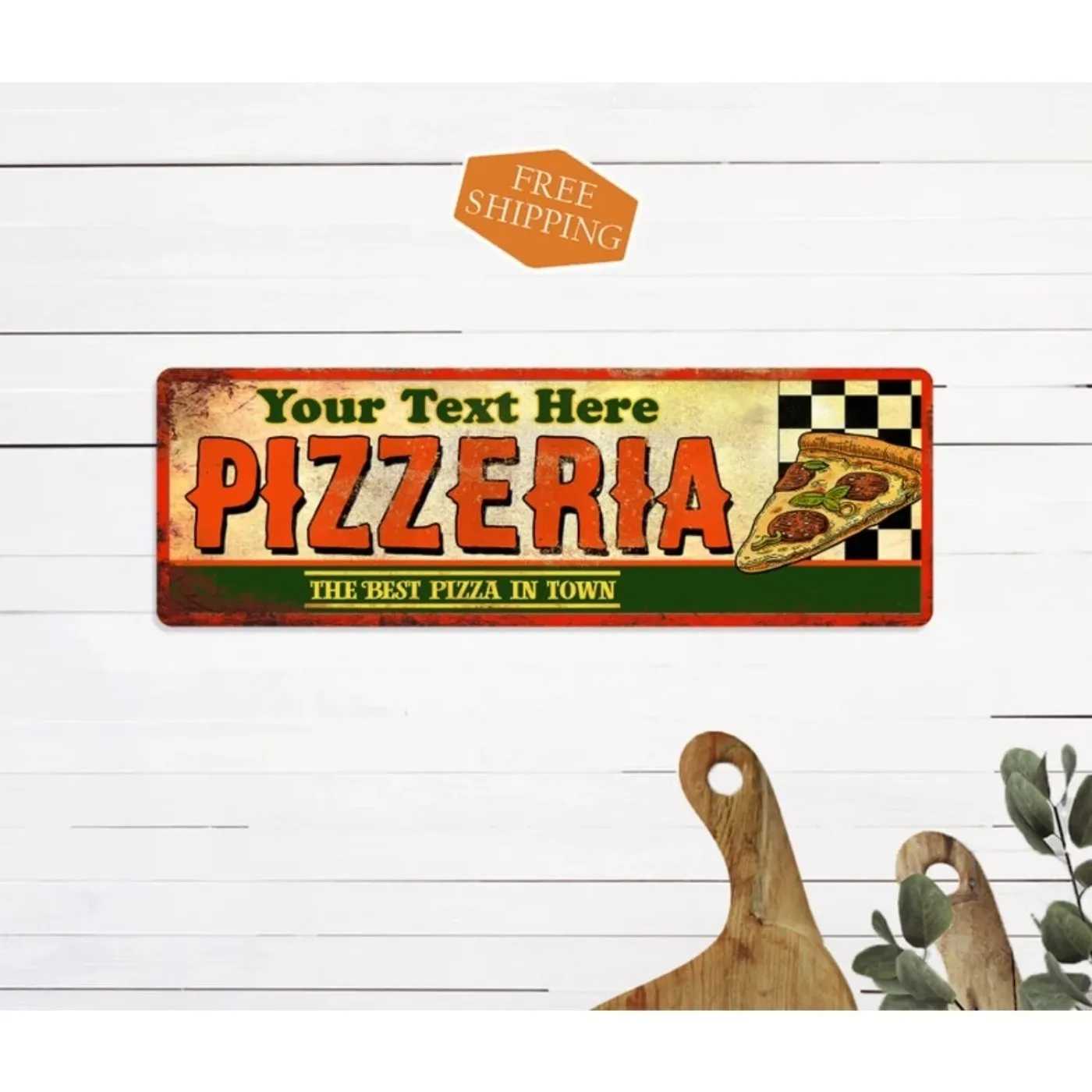 Personalized Custom Pizzeria Sign 30×15cm Kitchen & Wall Decor Ideal Gift (Decoration Only)
