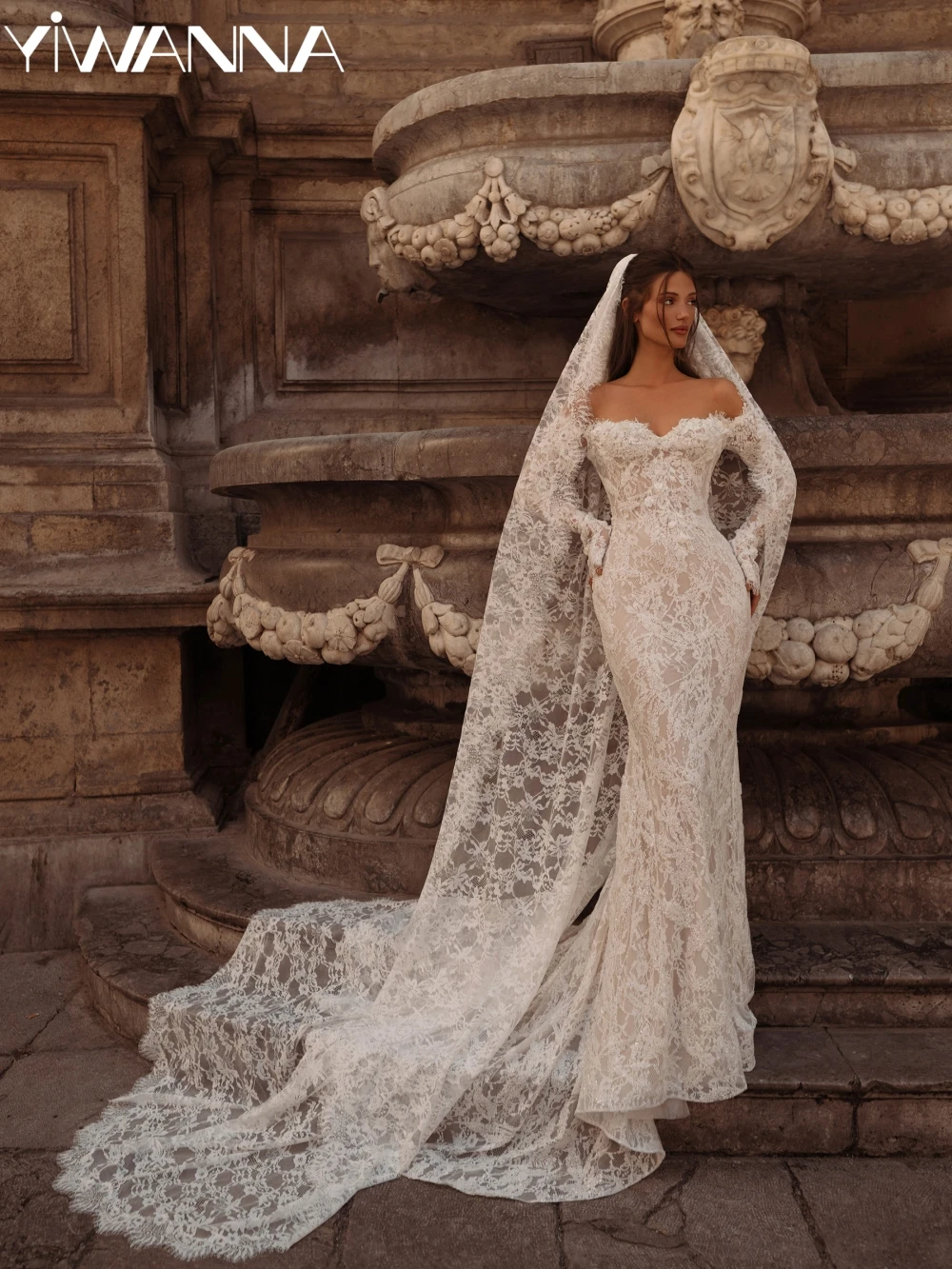 

Dreamy Beaded Lace Mermaid Long Wedding Dress Romantic Sweetheart Neck Bridal Gown Customized Off Shoulder Dresses For Bride