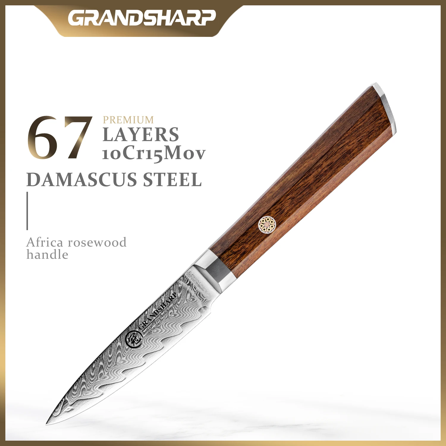

Grandsharp 3.5 Inch Paring knife Japan Damascus Steel Fruit Peeler Knife Kitchen Knife Cutlery Cooking Knives with Gift Box