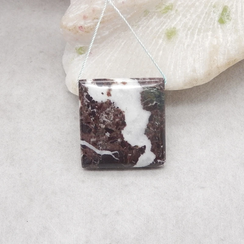

Natural Stone Handmade Zebra Jasper Pendant Bead Side Drilled Jewelry Accessories for Women 33x32x9mm 20.5g
