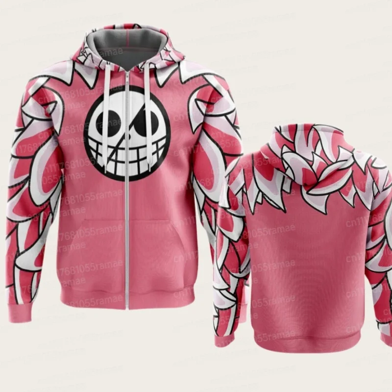 Neuer Oversized One Piece Luffy Anime Kapuzenpullover mit Reißverschluss für Herren und Damen, Streetwear, lässige Pulloverjacke, Langarm, Herbst – Detail 7