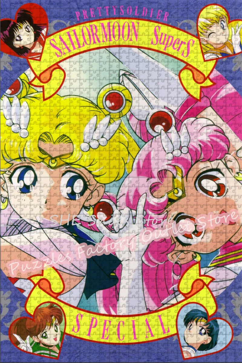 Anime Legpuzzels Sailor Moon Supers 300/500/1000 Stuks Japanse Schoonheid Meisjes Print Puzzel voor Kinderen Intellectuele Spel speelgoed