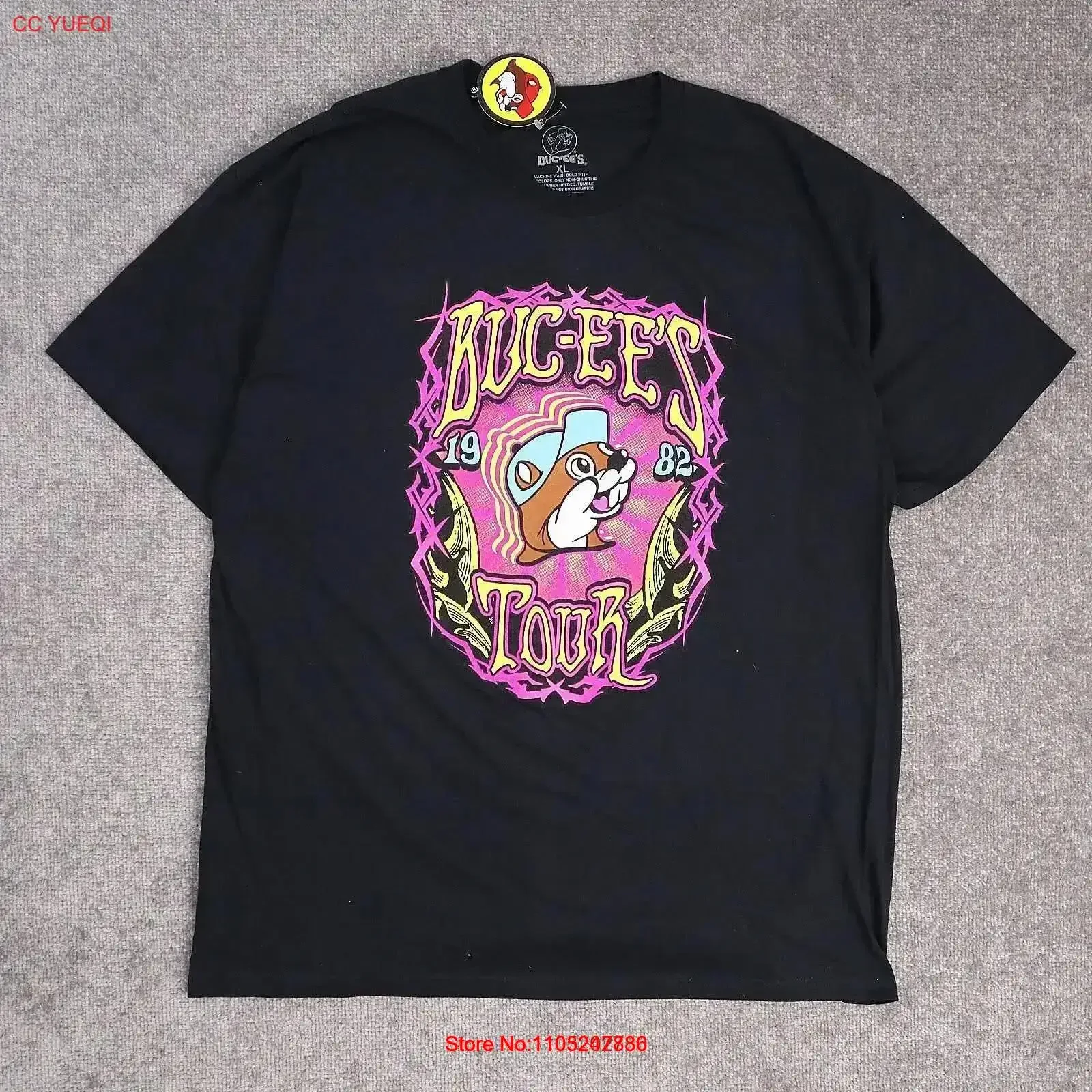 Camiseta NWT 2021 Bucees USA Gas Station XL Negra, Estilo Vintage Lavado, Diseño Gráfico Moderno, Transpirable, Versátil, Suave, Ropa Urbana