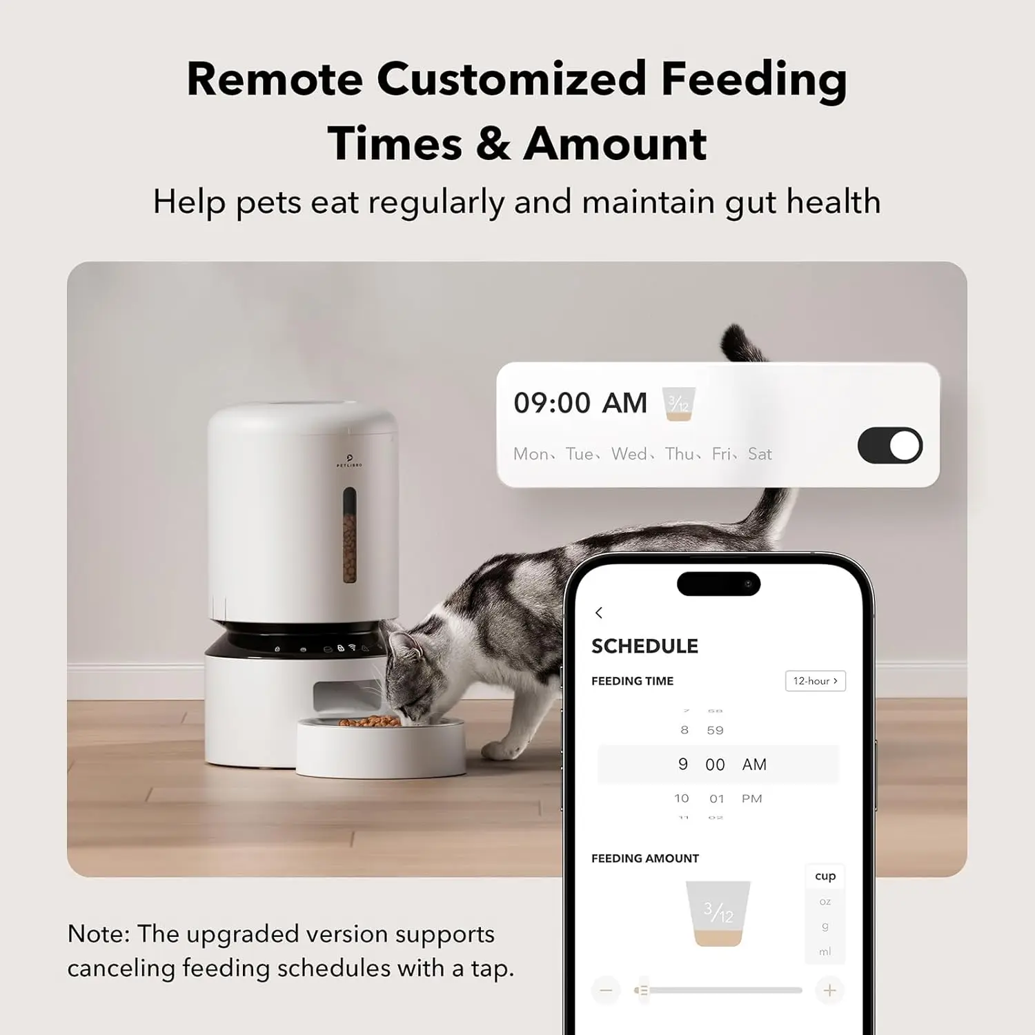 Automatic Cat Feeder, 5G WiFi Automatic Dog Feeder with Freshness Preservation, 5L Timed Cat Feeder with Low Food Senso