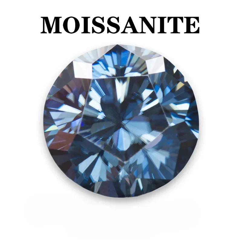 

Moissanite Stone Natural Royal Blue Color Sakura Cut Round Shape DIY Advanced Charms Jewelry Making Materials with Certificate