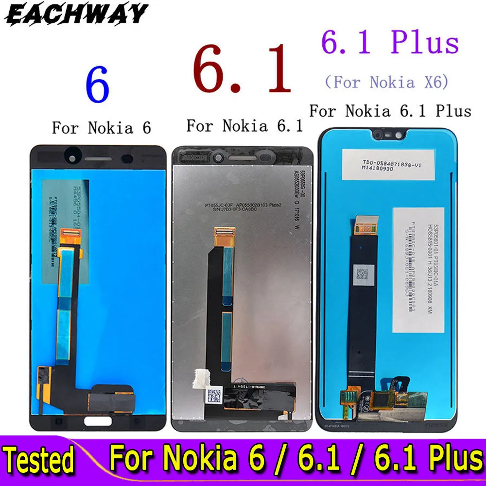 For Nokia 6 LCD Display Touch Screen Digitizer X6 2018 TA-1054 TA-1050 TA-1045 For Nokia 6.1 Plus LCD Screen Replacement